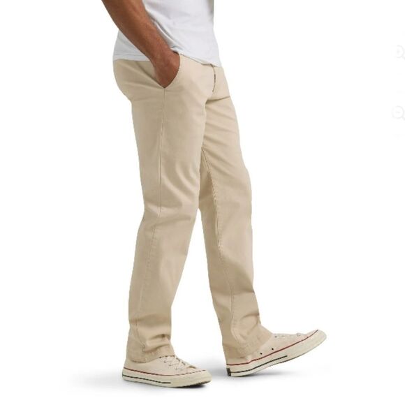 Men's Flat Front Chino with Motion Flex Waistband Khaki Pants 2-Pack Size 32X30 - Picture 7 of 9